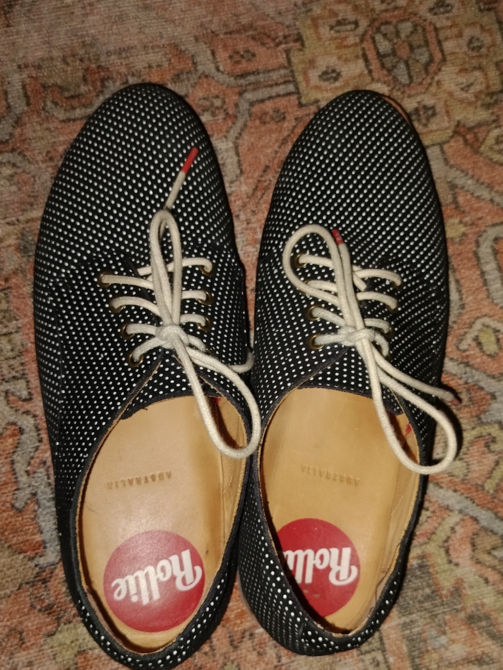 Rollie DERBIE Black/White Polka Dot Black Dream Leather Lace-Up Shoes - 38 /7.5 - Picture 2 of 7